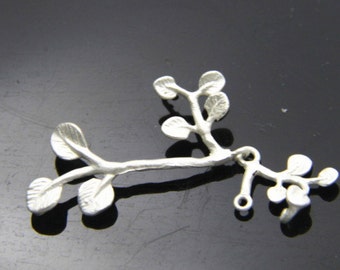 6 pcs of brass branch with two part connected pendant charm -28+8mm length-1685-Matte silver