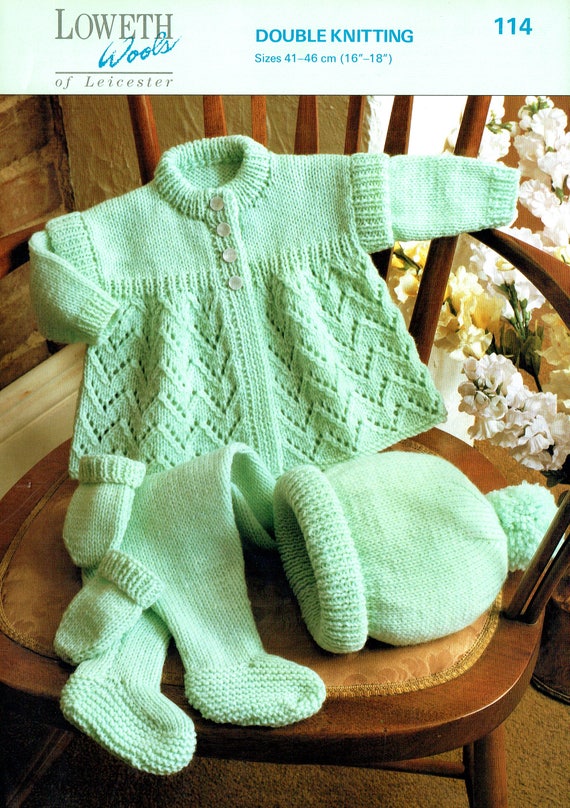 PDF Baby Knitting Pattern Layette Pram Set Matinee Coat