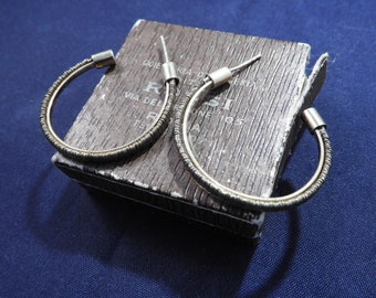 Unique gold over sterling silver hoop earrings - vintage - 925 - sterling silver - 1.6" x 1.4" - k