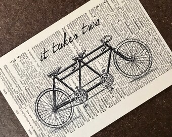 Bike Print - Bike Art - Bicycle Print - Bicycle Art - Bike Wall Art - Tandem Bicycle - Tandem Bike - wall decor - Bike Love