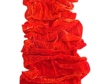 Velvet scarf, orange velvet scarf, orange winter scarf, trending now, orange boho scarf, wife scarf, girlfriend scarf, trendy boho scarf
