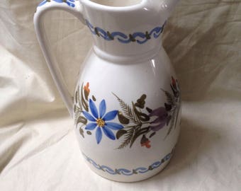 11" Early 20th Century Wild flowers floral Jug / Vase - Water Jug - Large - Vintage