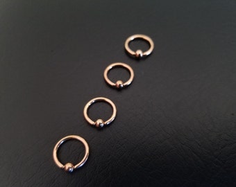 20g 5/16" 8mm Rose Gold Captive Bead Ring Hoop Nostril Helix Lip Septum Daith Ring Tragus Cartilage Ring Stainless Steel
