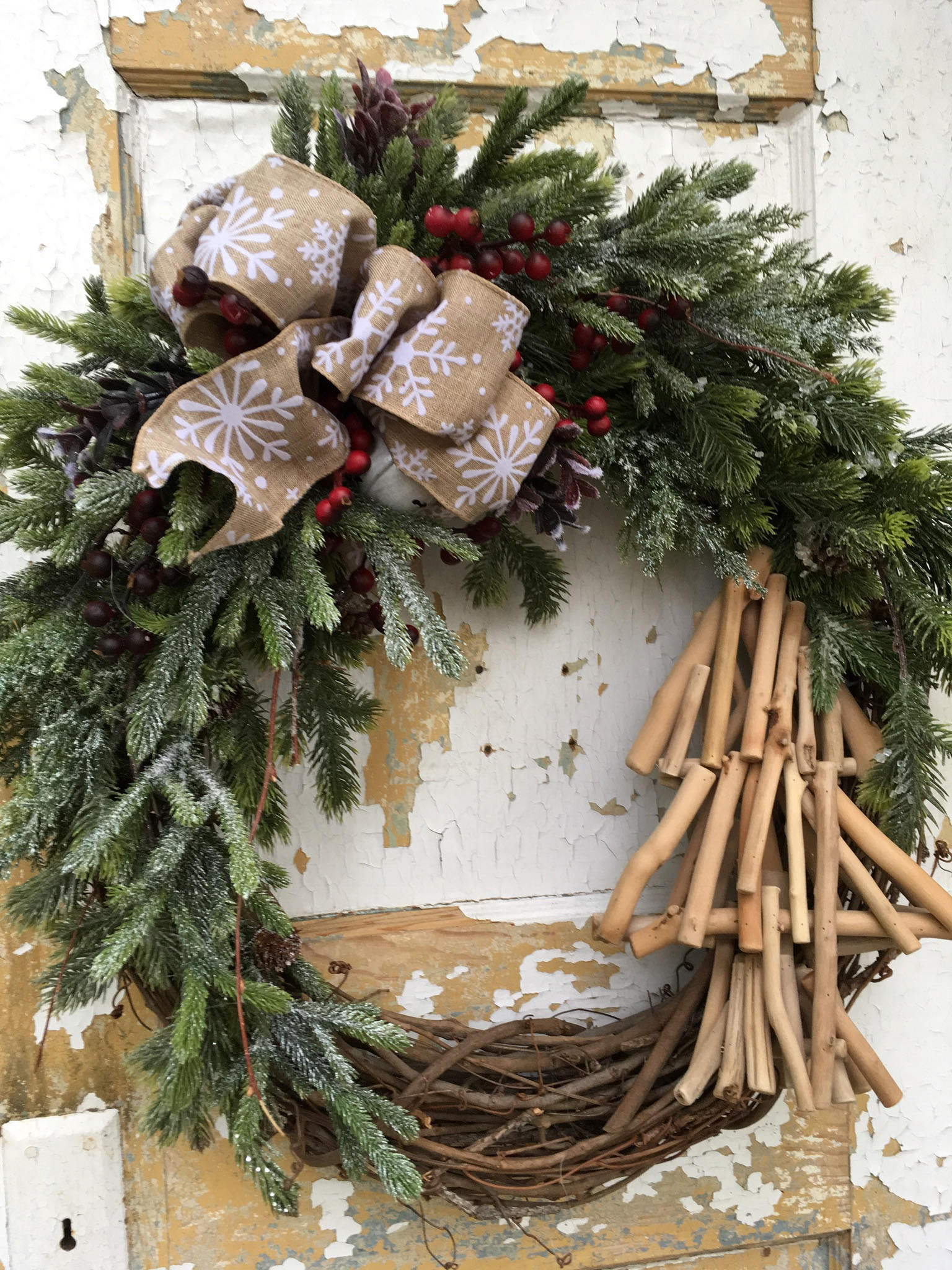 Christmas Wreath Front Door Christmas Wreath Holiday Rustic