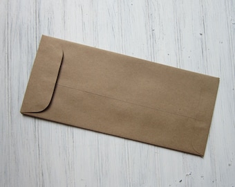 25 Kraft Policy Envelopes, No #10 Envelopes, Brown Bag Envelopes, Large Envelopes, Silverware Holder, DIY wedding envelopes