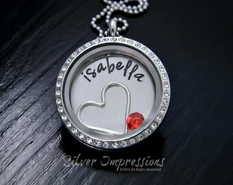 Personalized Floating Locket / Memory Locket / Hand Stamped Jewelry