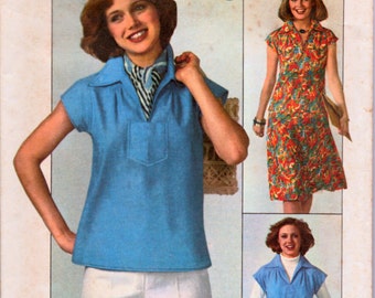 Vintage 70's Top and Skirt Sewing Pattern Simplicity 7963 Misses' Size 14 Bust 36 Complete Uncut
