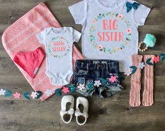 Big Sister Little Sister Outfit, Big Sister Shirt, Little Sister Shirt, Pregnancy Announcement, Custom Outfit, Newborn Gift, Photo Prop
