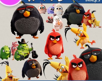 ANGRY BIRDS clipart png images, Digital Cliparts, Stickers, Decals, Png file, Transparent Backgrounds, digital print, printable images
