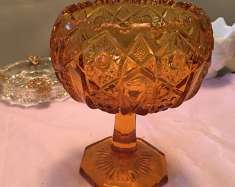 Vintage Amber Gold Candy Dish