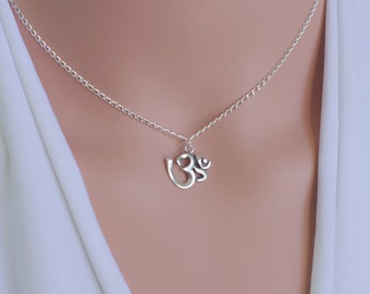Om necklace, Ohm necklace, Om silver necklace, Spiritual jewelry, Yoga jewelry, Om pendant, Yoga necklace