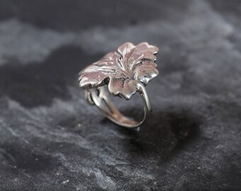 Leaf Ring, Silver Leaf Ring, Solid Silver Ring, Statement Ring, Unique Silver Ring, Art Ring, Interesting Ring, Sterling Silver Ring, Leaf