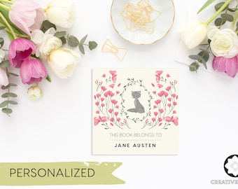 Cat Bookplates - Bookplates - Printable Bookplates - Personalized Bookplates