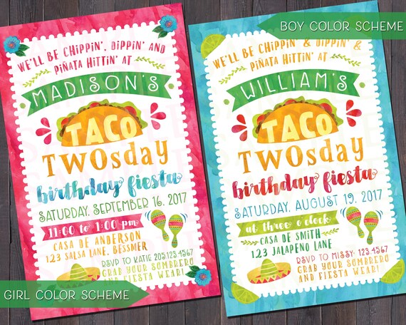 Taco Twosday Birthday Invitations 6