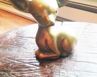Vintage brass, vintage brass deer, vintage brass fawn. Vintage home decor, vintage decoration.