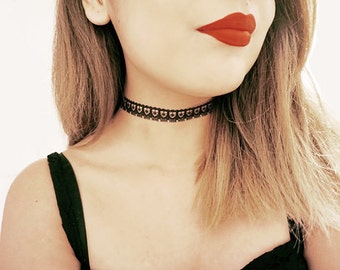 Black Lace Choker, Black Choker Necklace, Boho Choker, Black Choker, Lace Choker, Choker Necklace, Boho Necklace, Layering Choker