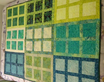 Window Floral Blocks Batik Lap Quilt