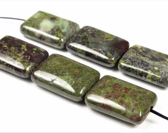Dragon Blood Jasper Rectangle Bead - 18mm x 13mm x 6mm - 6 beads - B9656