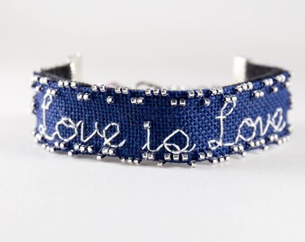 Hand Embroidered Cuff Bracelet - Pride