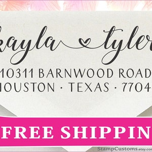 Couples Address Stamp - Engagement Heart Custom Return Address Stamp - 4576 Self-inking address stamp