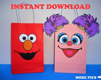 Elmo and Abby Cadabby Party FAVOR BAGS/ Elmo & Abby Cadabby Birthday Party Bags/ Elmo Favors/ Goody/ Candy/ Goodie/ Treat/ Loot/ Gift/ Bags