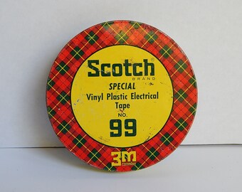 Scotch No. 99 Vintage Special Vinyl Plastic Electrical Tape Metal Round Tin Sealed