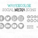 Gray Watercolor Social Media Icons, Social Media Buttons, Gray Social Icons, Blog Icons, Website Branding, Blog Buttons, Watercolor Icons