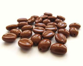 Tawny Brown Czech Glass Coffee Bean Beads, 11mm x 8mm - 30 pieces