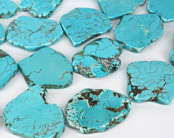 Full Strand Blue Turquoise Flat Stone ,Blue Turquoise Chips Beads