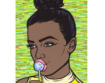50% OFF SALE Lollipop Comic Girl Print