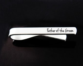 Father of the Groom, Personalized Tie Clip, Engraved Tie Bar, Custom Gift, Father's Day, Man Gift, Custom Tie Clip, Groomsman Gift, Wedding