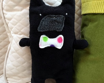 Buster ~ The Black French Bulldog Bow Tie Bummlie ~ Stuffing Free Dog Toy ~ Ready To Ship Today - Polka Dot Bow Tie