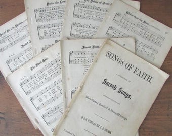Hymnal Book Pages Vintage Songs Of Faith Paper Ephemera Pages 135+ Pages