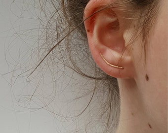 Gold Ear Climber - Simple Hammered Gold Filled Or Silver Ear Climber - Dainty Hammered Sterling Silver Ear Climber - Gold Ear Crawler