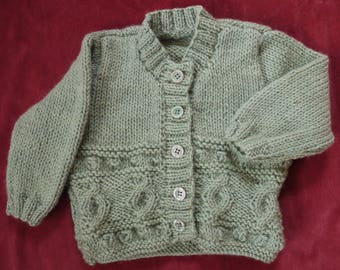 Hand knitted baby Cable Pattern Cardigan