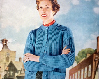 Vintage magazine Stitchcraft Feb 1955 knitting, embroidery patterns