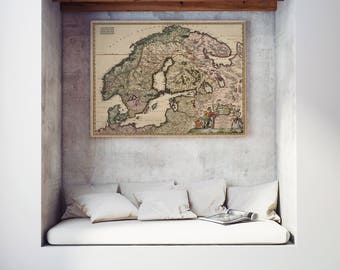 1680 antique map of scandinavia scandinavia old map baltic sea baltic states old