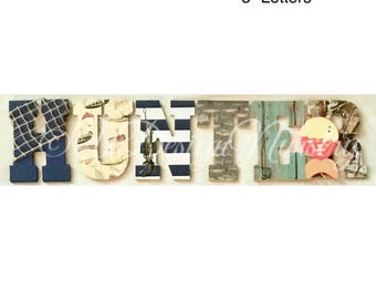 Custom Fishing Themed Wooden Letters - Nursery Signs - Wooden Decor - Fishing Nursery - Baby Shower Decor - Fishing Nautical Decor - Rustic