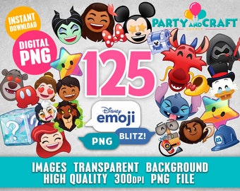 125 clipart png files Disney EMOJI Blitz - Mickey Minnie Disney Princess Villains Star Wars and more art digital design and print scrapbook