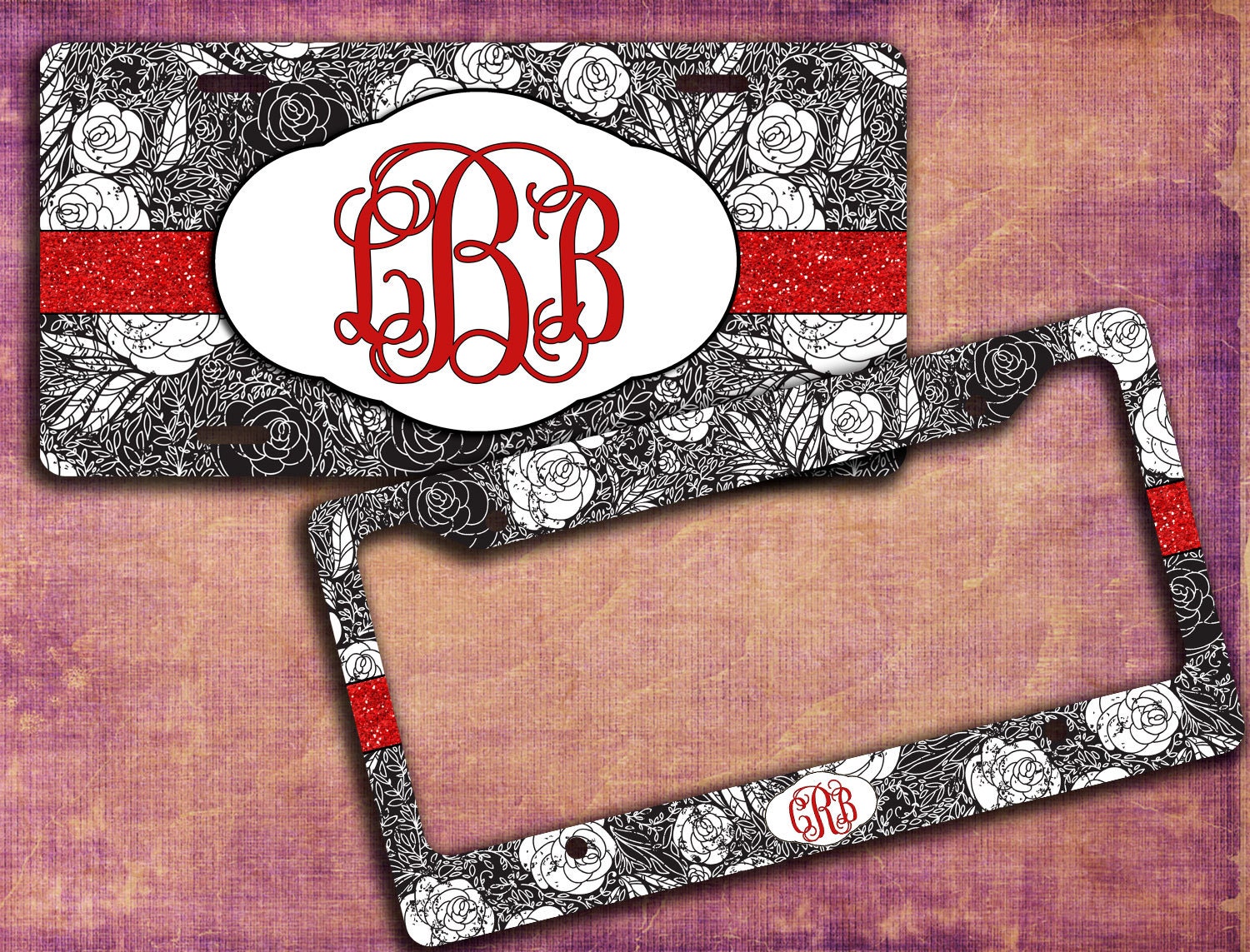 Real Red Glitter Floral Pattern and Sparkly Red Glitter