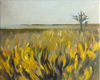 AUTUMN NOON, oil painting landscape painting, original oil, 100% charity donation, stretched canvas 8x10, landscape