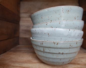 Bowl Set - Speckled Grey - Made to Order Bowls - Cereal Bowls - Salad Bowl - KJ Pottery