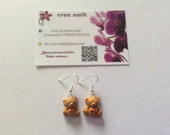 Earrings fimo bear type