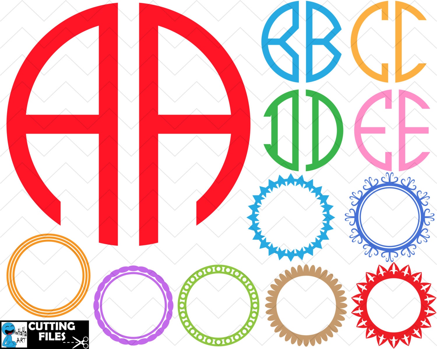 Download Circle Monogram Alphabet 2 letters Cutting files SVG