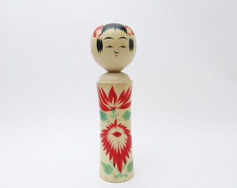 Vintage Kokeshi Doll.Naruko Traditional.by Chuji Kudo.Japanese FolkArt.WoodenCraft.Local toys.210mm.#394.msjapan
