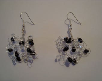 Earrings black and transparent