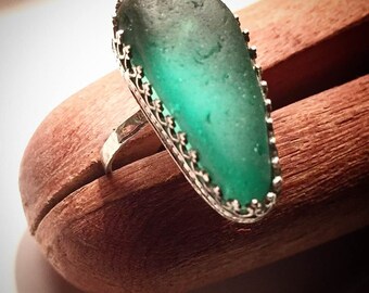 Sterling silver and seaglass ring