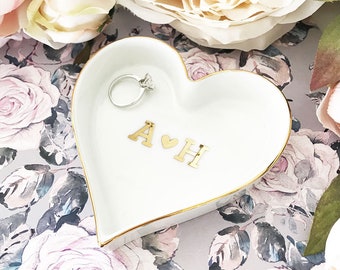 Initials Ring Dish Couples Initial Jewelry Dish Engagement Gifts for Couple Engagement Ring Dish Engagement Gifts for Bride (EB3233HM)