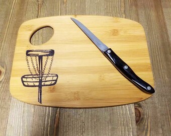 Disc Golf Cutting Board - Disc Golf Basket - Pyrography - Cheese Board - Handmade Hand Burned Cutting Board - Frisbee Golf - Wedding Gift
