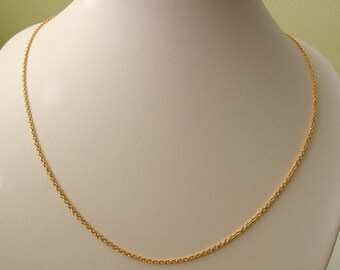 Genuine Solid 9ct Yellow Gold Fine Cable Chain Necklace with PARROT CLASP 50 cm Length